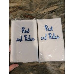 NWT - Embroidered Standard Pillowcase Set - Rest & Relax - Great Gift